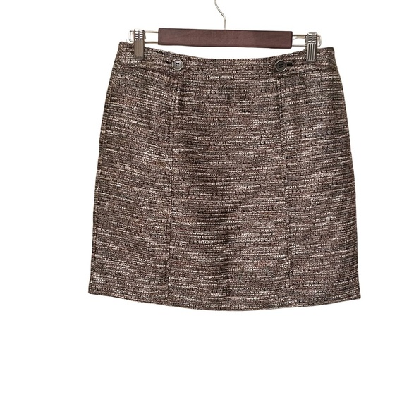 LOFT Brown with Hints of Beige & Coral, Shimmery, Fully Lined, Zip Sz 4 - Picture 1 of 12